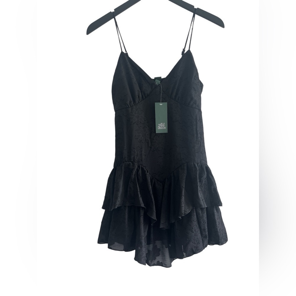 NEW Wild Fable Black Ruffle Spaghetti Strap Mini Dress - Picture 1 of 5